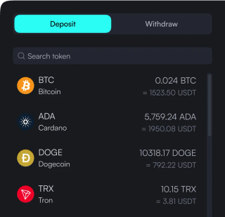 Crypto deposit and payment methods on Test NewAccount